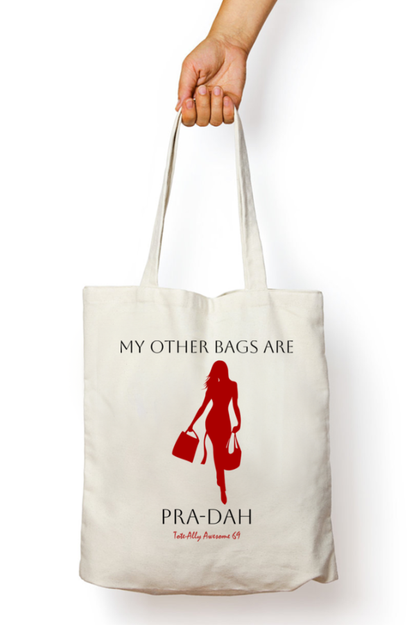 Tote-Ally Awesome 69 Zippered Tote Bag – Pra-Dah – White