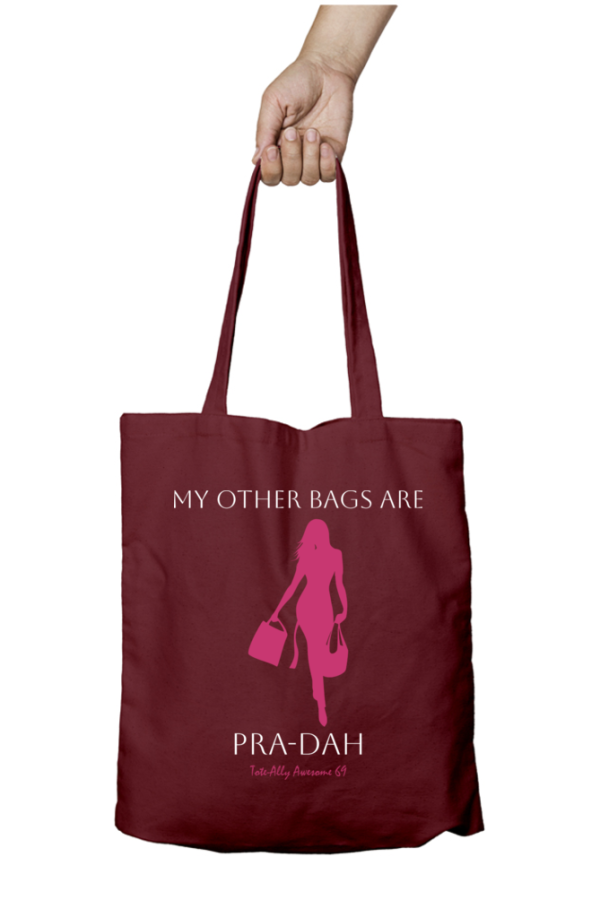 Tote-Ally Awesome 69 Zippered Tote Bag – Pra-Dah – Maroon