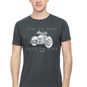 Round Neck T-Shirt - Live To Ride - Steel Grey