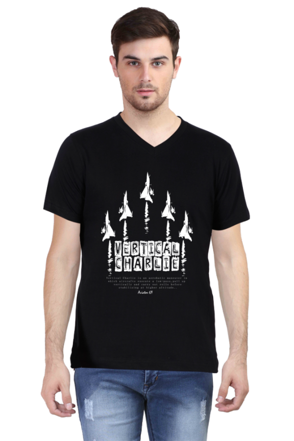 Aviator 69 – Vertical Charlie – V Neck T-Shirt - Image 3