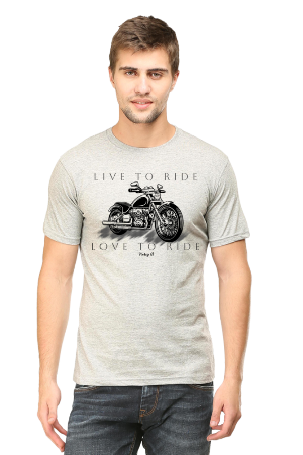 Round Neck T-Shirt – Vintage 69 – Live To Ride - Image 2