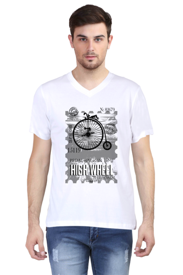 Vintage 69 – High Wheel – V Neck T-Shirt – White