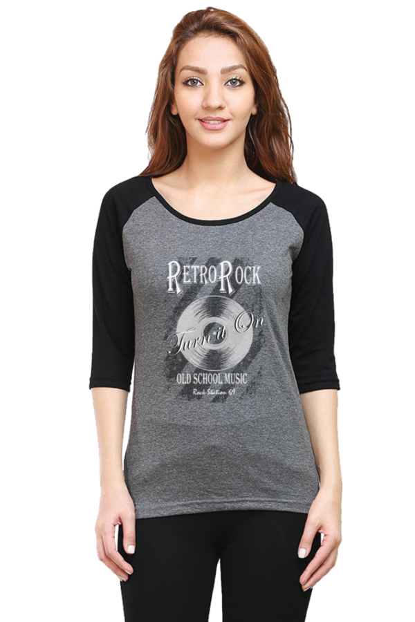 Raglan T-Shirt - Retro Rock - Black-Charcoal