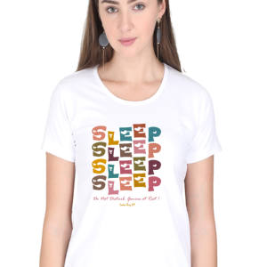 Vibe 69 Womens Round Neck T-Shirt - Sleep - White