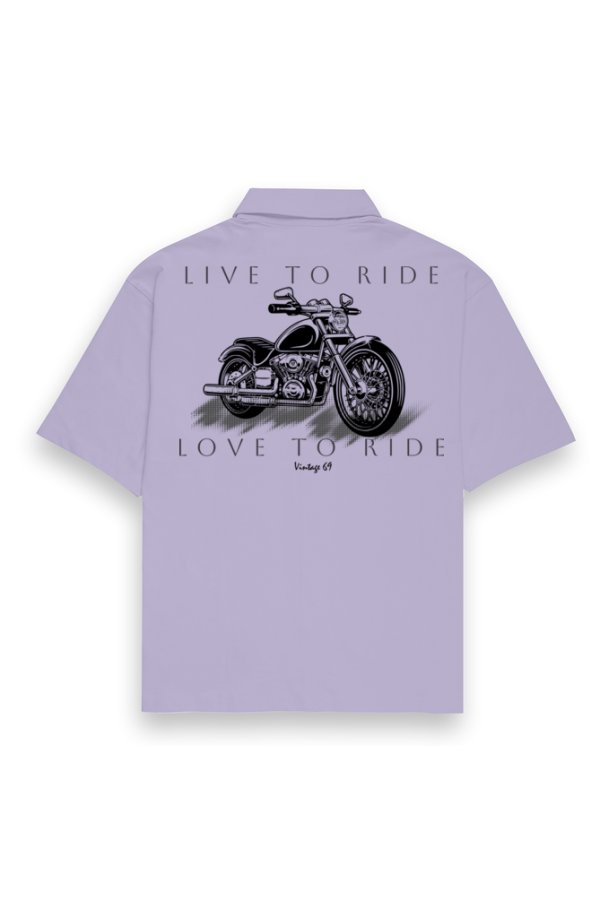 Street Style 69 - Live To Ride - Men's Oversized Shirt - White | Lavender | Light Pink | Baby Blue - Image 3