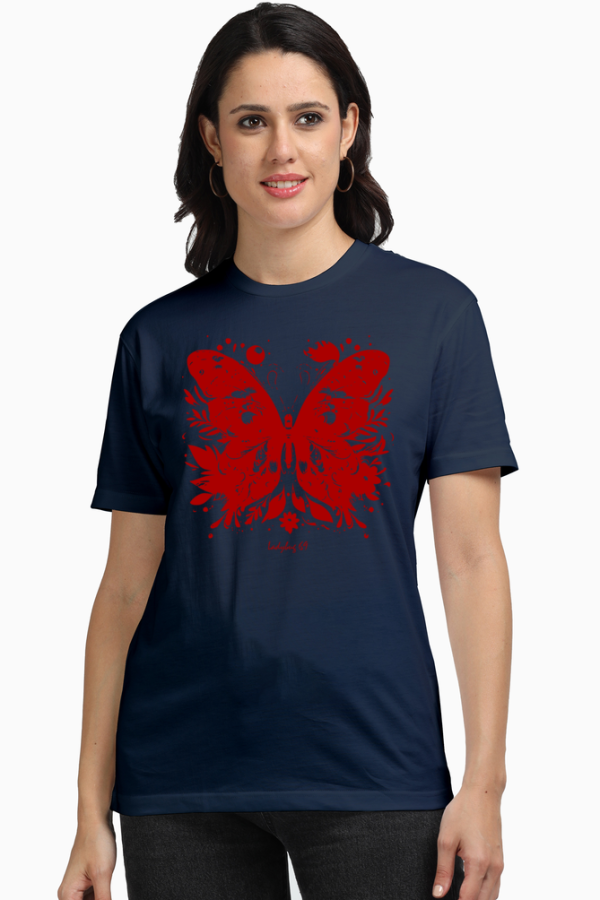 Ladybug 69 - Butterfly - Women's Round Neck Supima Cotton T-Shirt - Image 3