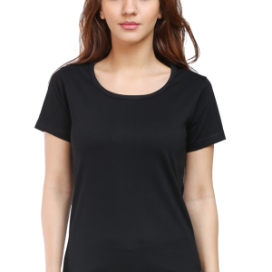 Womens Round Neck T-Shirt - Plain - Black
