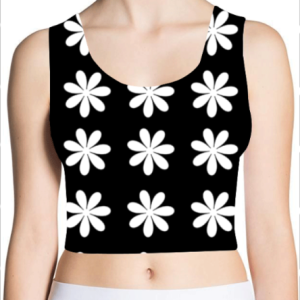 Flair 69 – Wildflower – AOP Crop Tank – Black