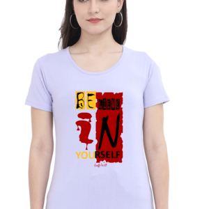 Womens Round Neck T-Shirt - Believe - Lavender