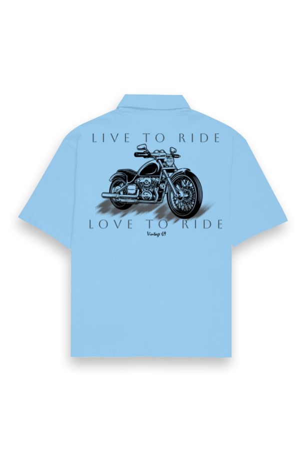 Street Style 69 - Live To Ride - Men's Oversized Shirt - White | Lavender | Light Pink | Baby Blue
