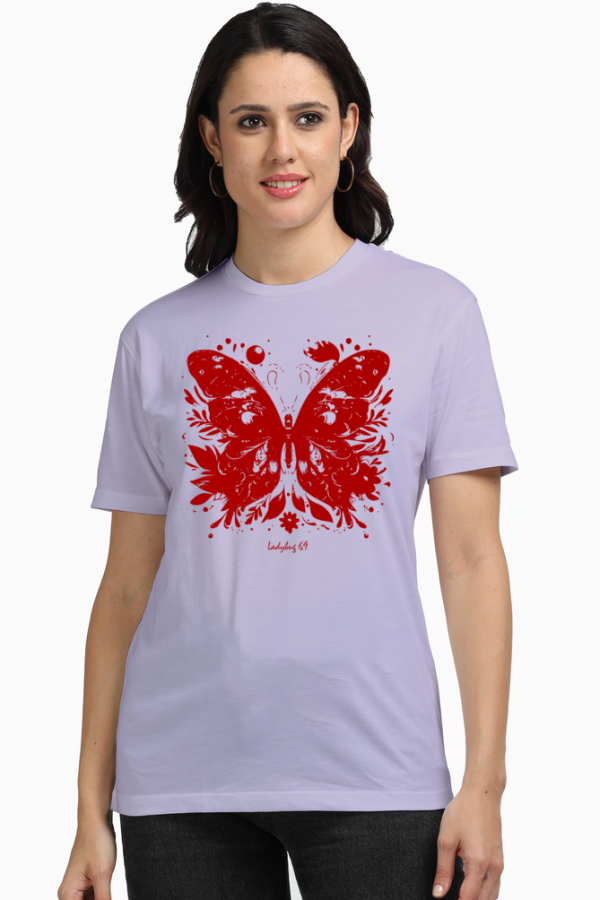 Ladybug 69 - Butterfly - Women's Round Neck Supima Cotton T-Shirt - Image 2