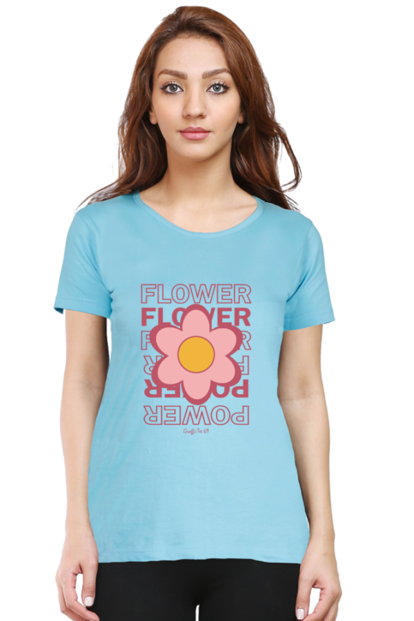 Women's Round Neck T-Shirt - Flower Power - Image 5
