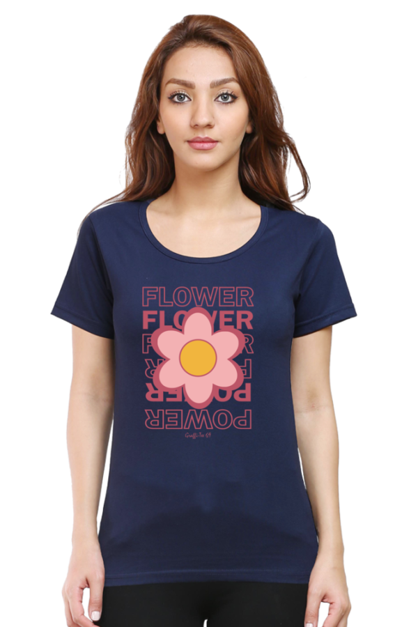 Women's Round Neck T-Shirt - Flower Power - Image 7