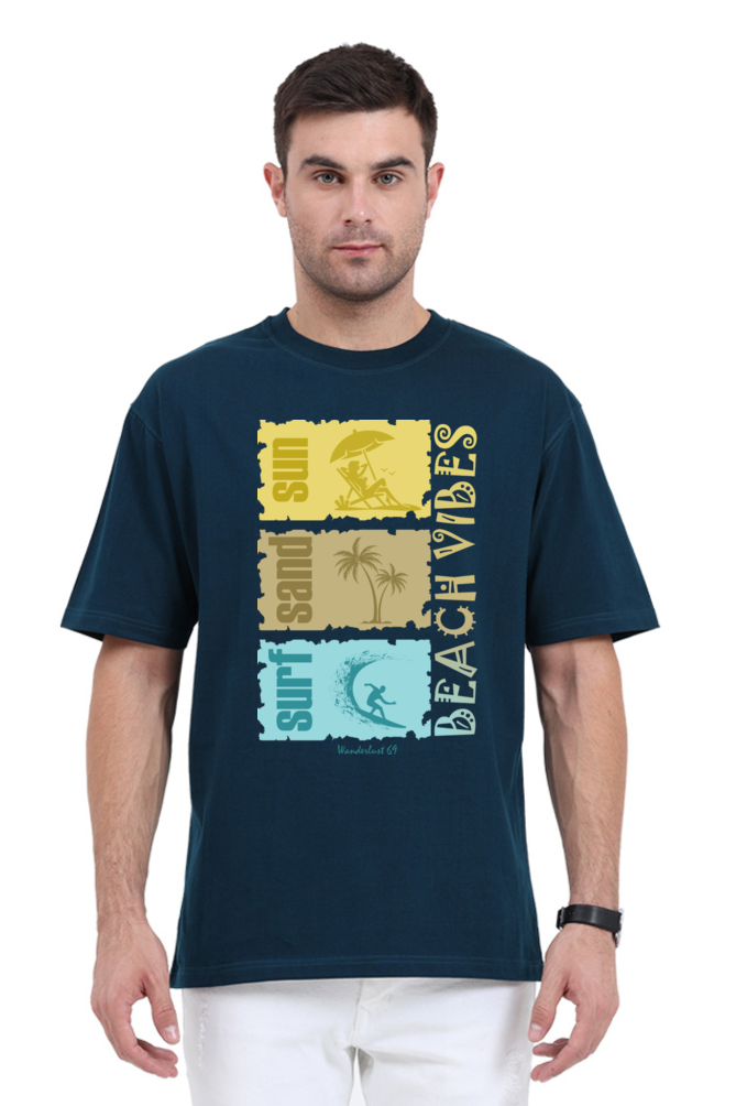 Wanderlust 69 - Beach Vibes - Men's Oversized T-Shirt - Image 3