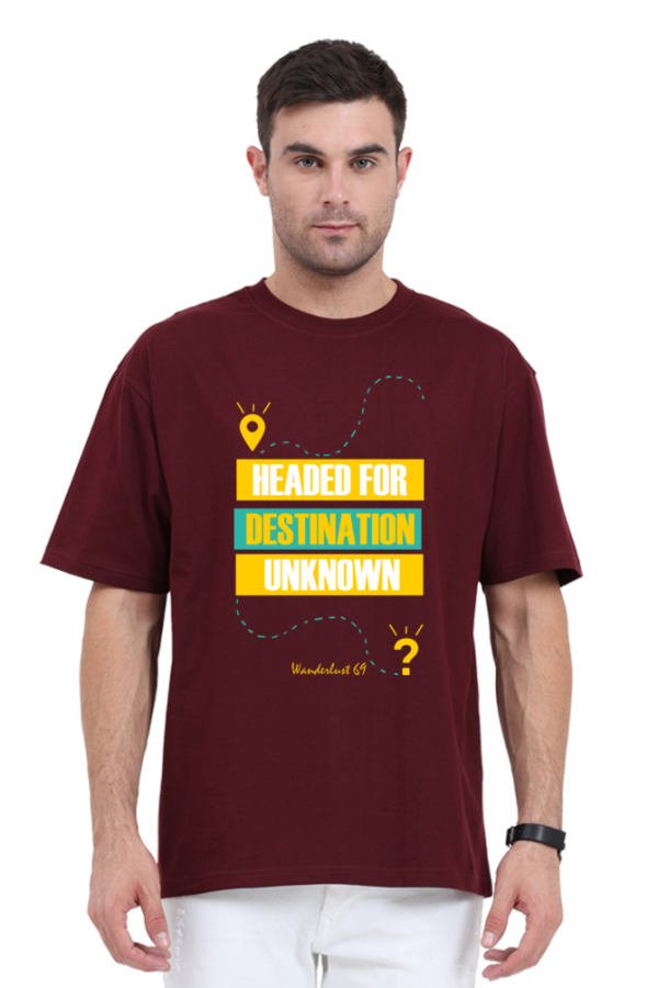 Wanderlust 69 - Destination Unknown - Men's Oversized T-Shirt - Image 3