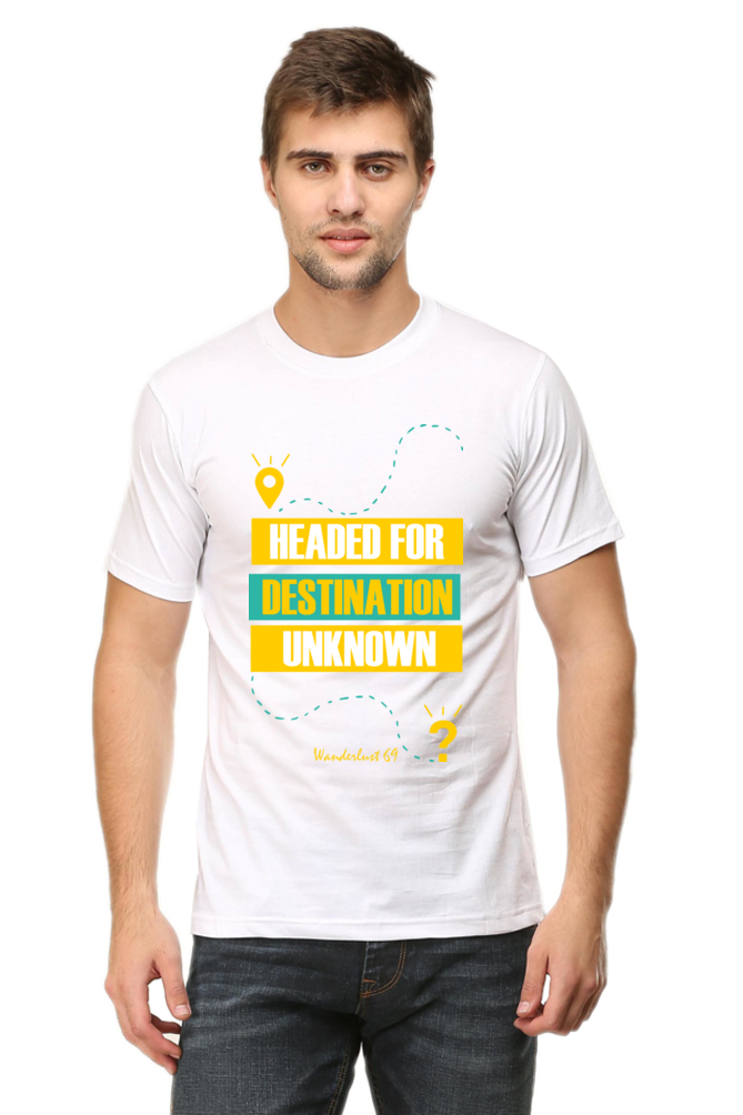 Round Neck T-Shirt - Wanderlust 69 - Destination Unknown - Image 9