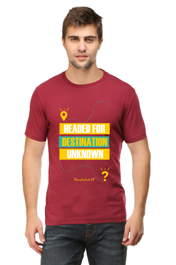 Round Neck T-Shirt - Wanderlust 69 - Destination Unknown - Image 5