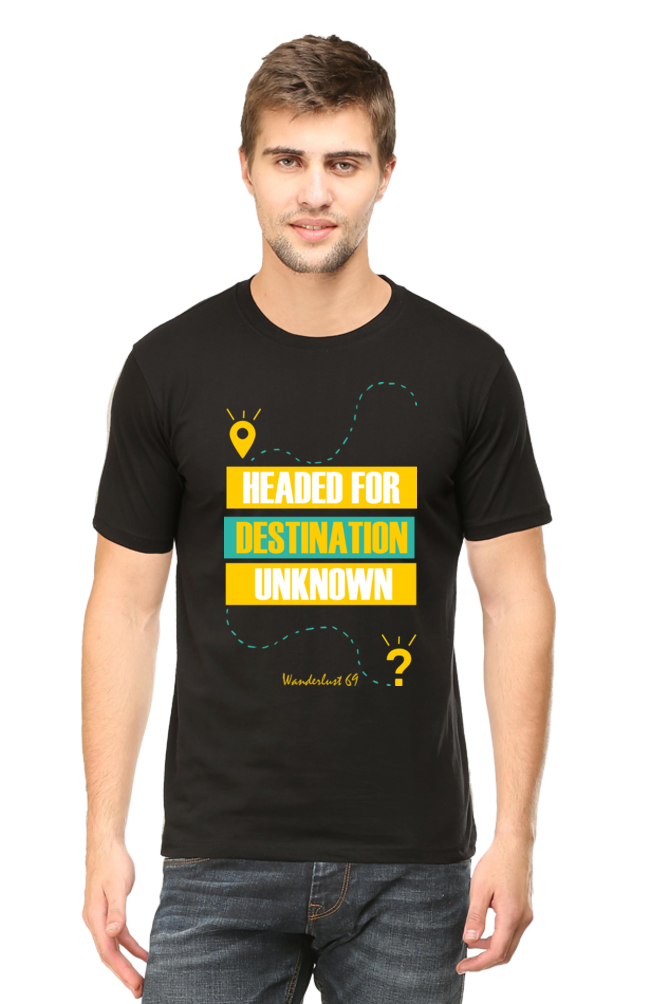 Round Neck T-Shirt - Wanderlust 69 - Destination Unknown - Image 8