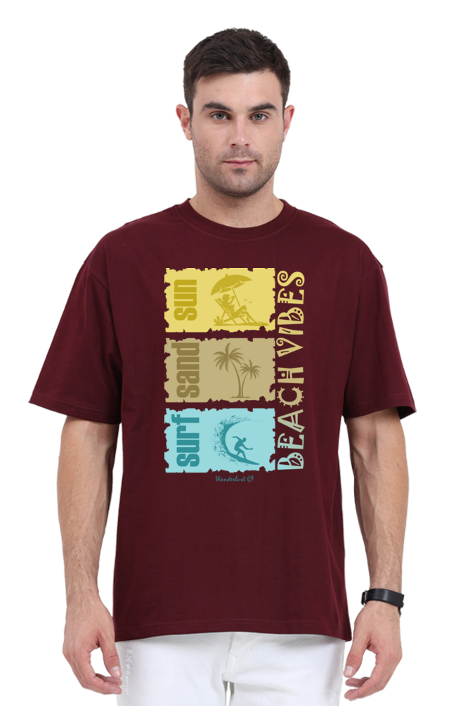 Wanderlust 69 - Beach Vibes - Men's Oversized T-Shirt - Image 4