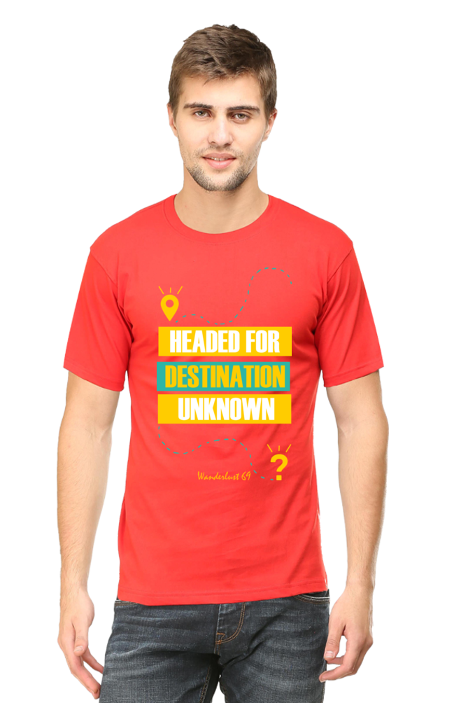 Round Neck T-Shirt - Wanderlust 69 - Destination Unknown - Image 6