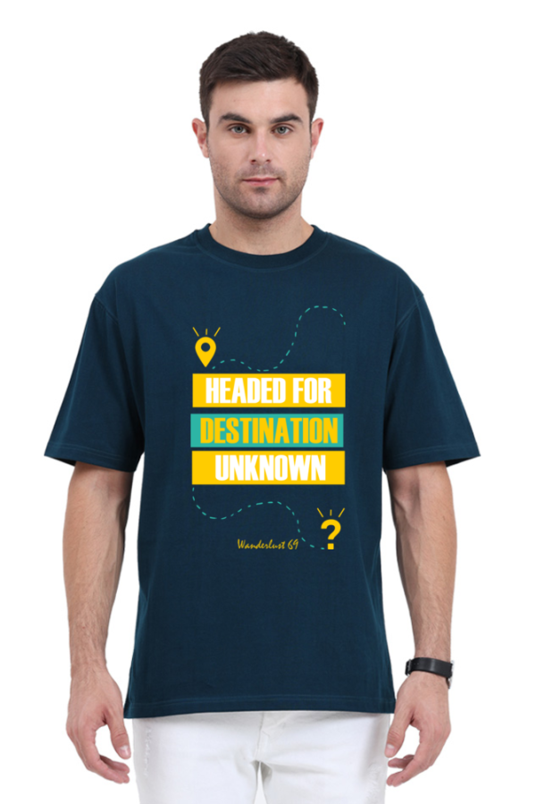 Wanderlust 69 - Destination Unknown - Men's Oversized T-Shirt - Image 2