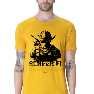Round Neck T-Shirt - Semper Fi - Mustard Yellow