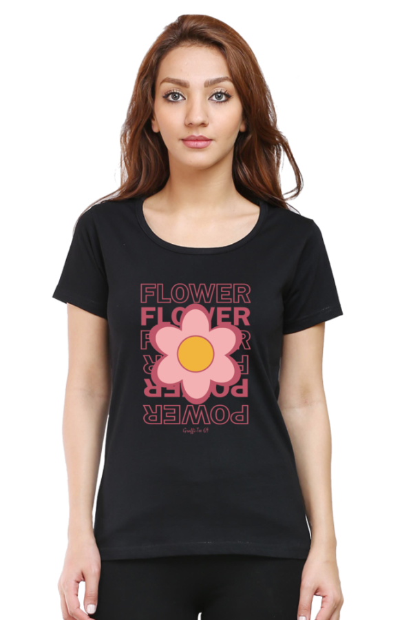 Women's Round Neck T-Shirt - Flower Power - Image 8
