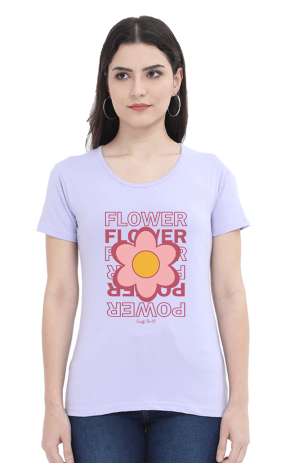 Women's Round Neck T-Shirt - Flower Power - Image 2