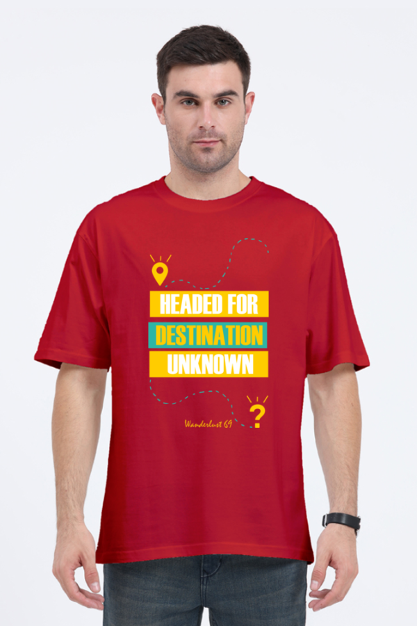Wanderlust 69 - Destination Unknown - Men's Oversized T-Shirt - Image 4