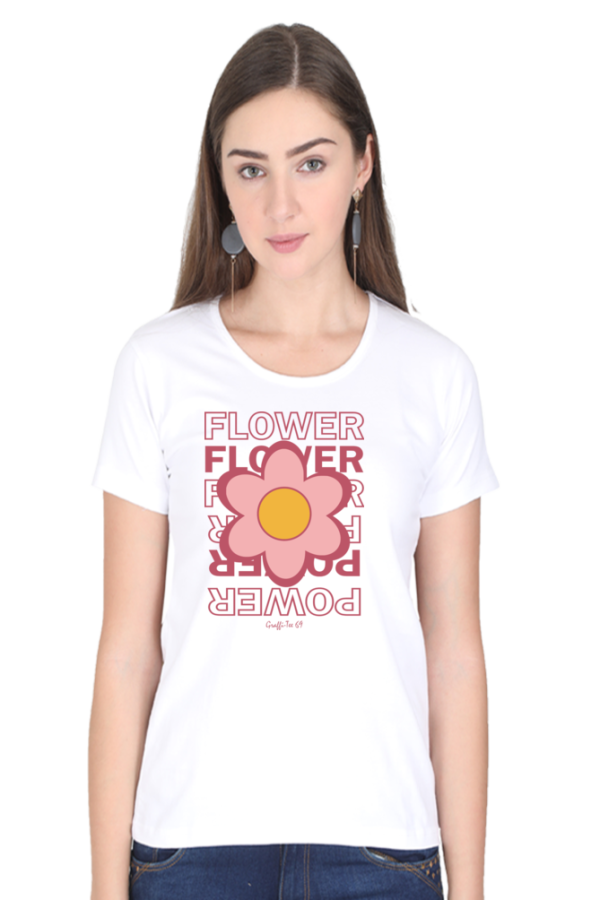 Women's Round Neck T-Shirt - Flower Power - Image 9