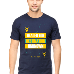 Round Neck T-Shirt - Destination Unknown - Navy Blue