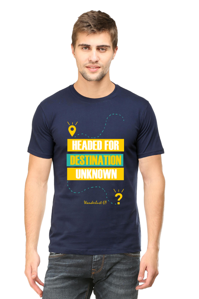 Round Neck T-Shirt - Destination Unknown - Navy Blue