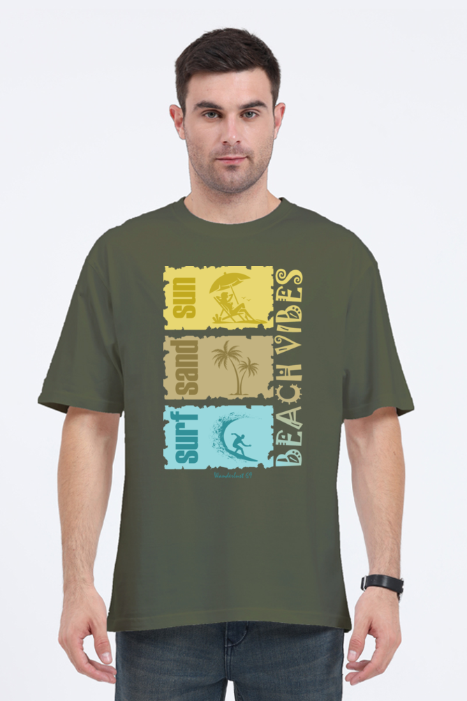 Wanderlust 69 - Beach Vibes - Men's Oversized T-Shirt - Image 2