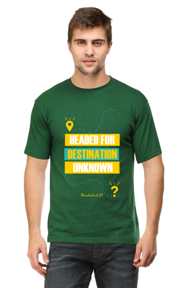 Round Neck T-Shirt - Wanderlust 69 - Destination Unknown - Image 7