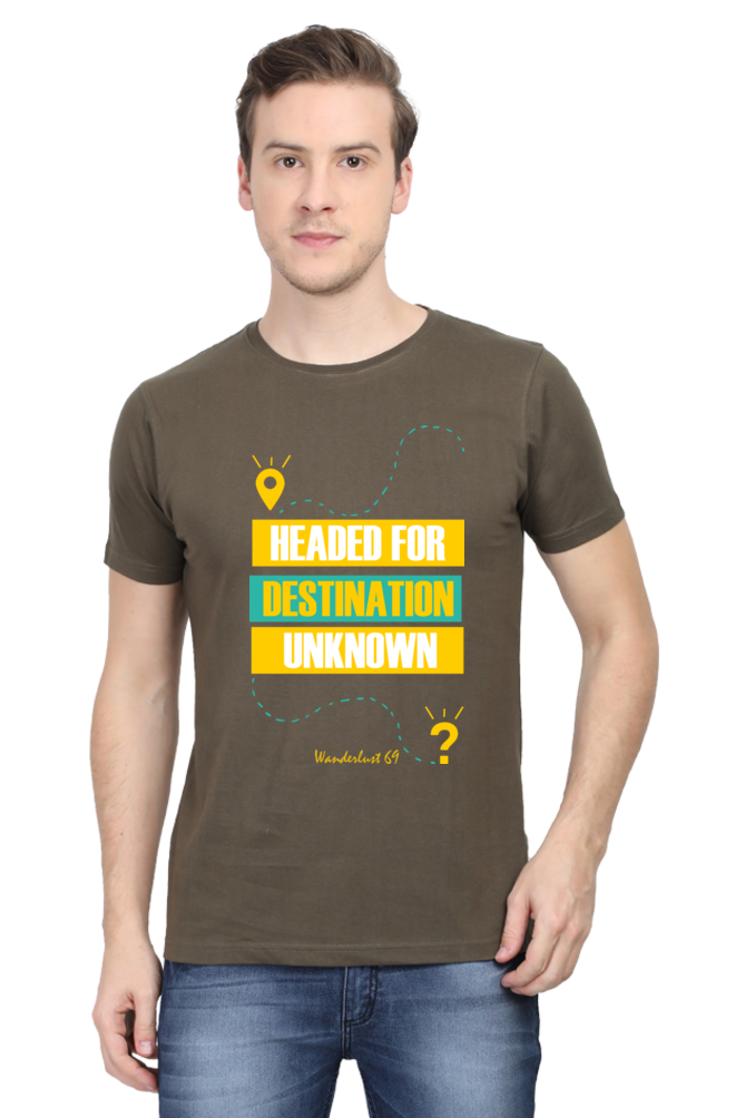 Round Neck T-Shirt - Wanderlust 69 - Destination Unknown - Image 10