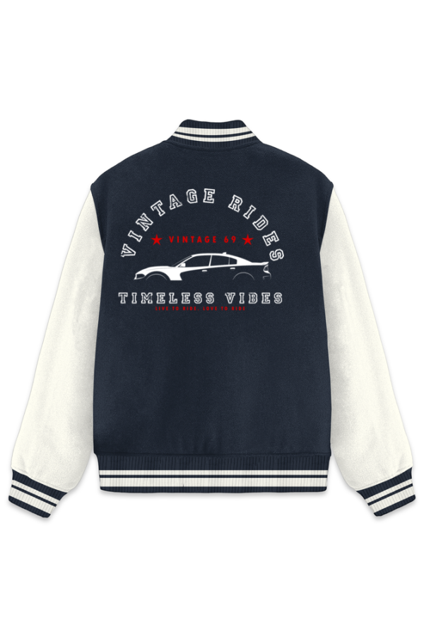 Vintage 69 - Timeless Vibes - Unisex Varsity Jacket - Image 3