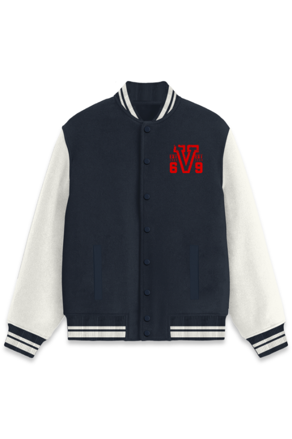 Vintage 69 - Timeless Vibes - Unisex Varsity Jacket - Image 4
