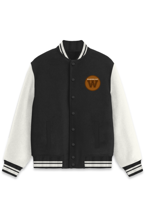 Wanderlust 69- Explore the Unseen - Unisex Varsity Jacket - Image 4