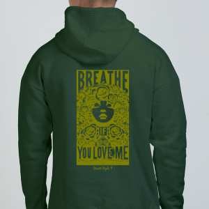 heavyweight oversized pullover hoodie - back - bottle green