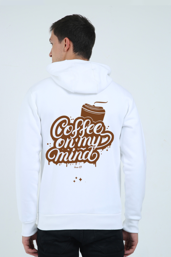 zipper hoodie - java 69 - coffee on my mind - back - white