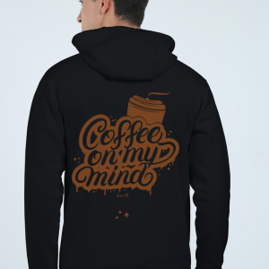 zipper hoodie - java 69 - coffee on my mind - back - black