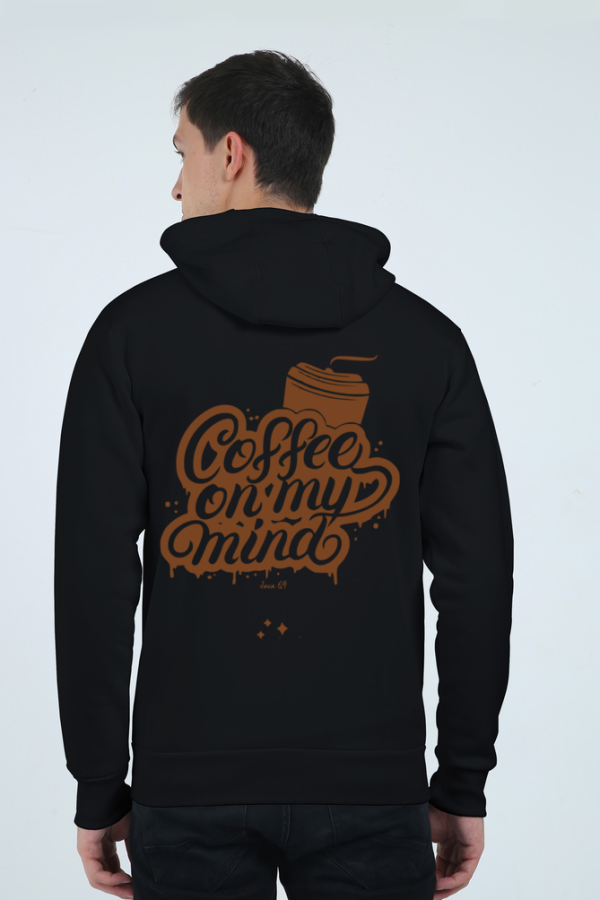 zipper hoodie - java 69 - coffee on my mind - back - black