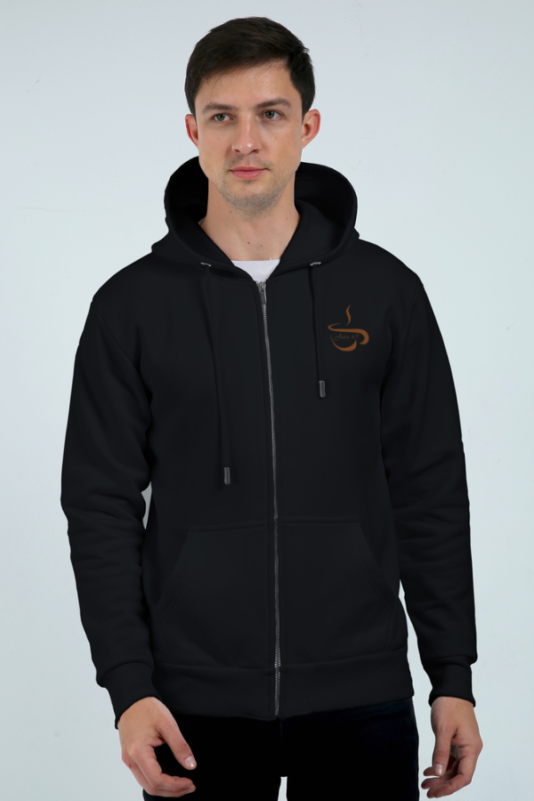 zipper hoodie - java 69 - coffee on my mind - front - black-02
