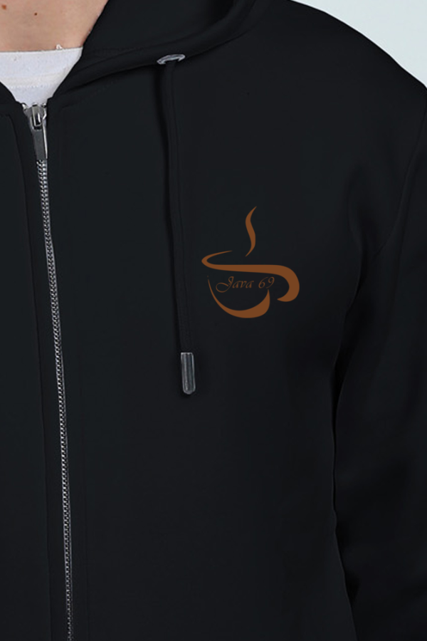zipper hoodie - java 69 - coffee on my mind - pocket - black