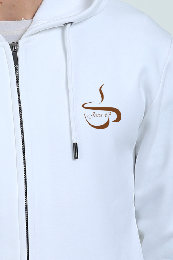 zipper hoodie - java 69 - coffee on my mind - pocket -white