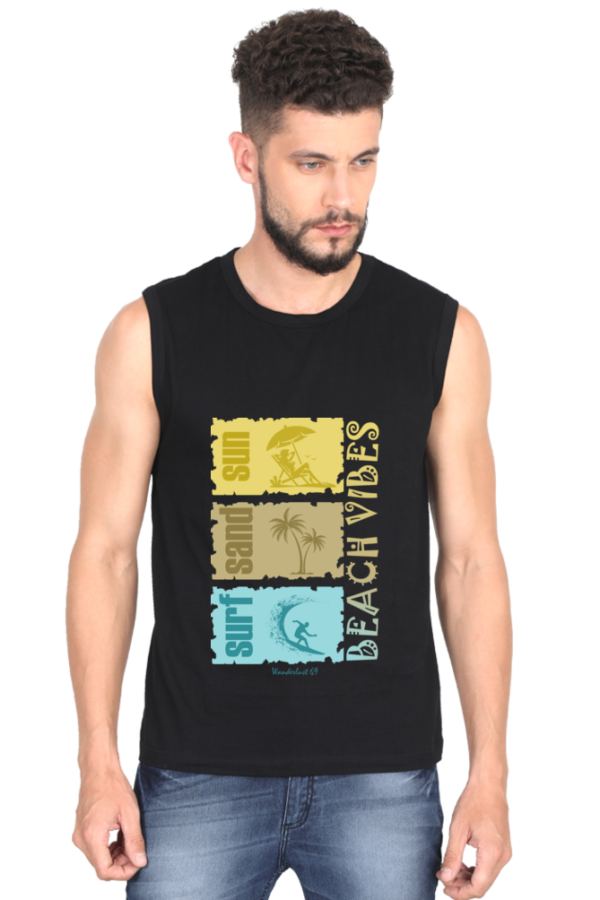 Sleeveless T-Shirt Beach Vibes - Black