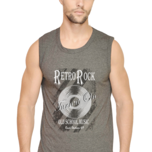 Sleeveless T-Shirt - Retro Rock - Grey Melange