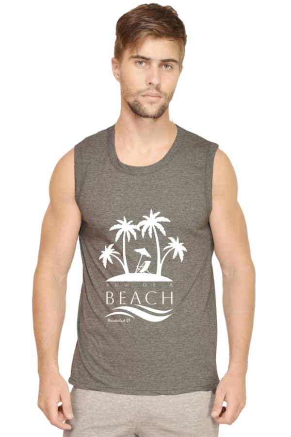 Sleeveless T-Shirt Sun of a Beach - Charcoal Melange