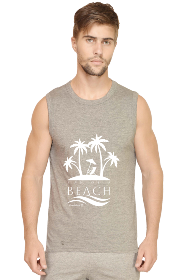 Sleeveless T-Shirt Sun of a Beach - Grey Melange