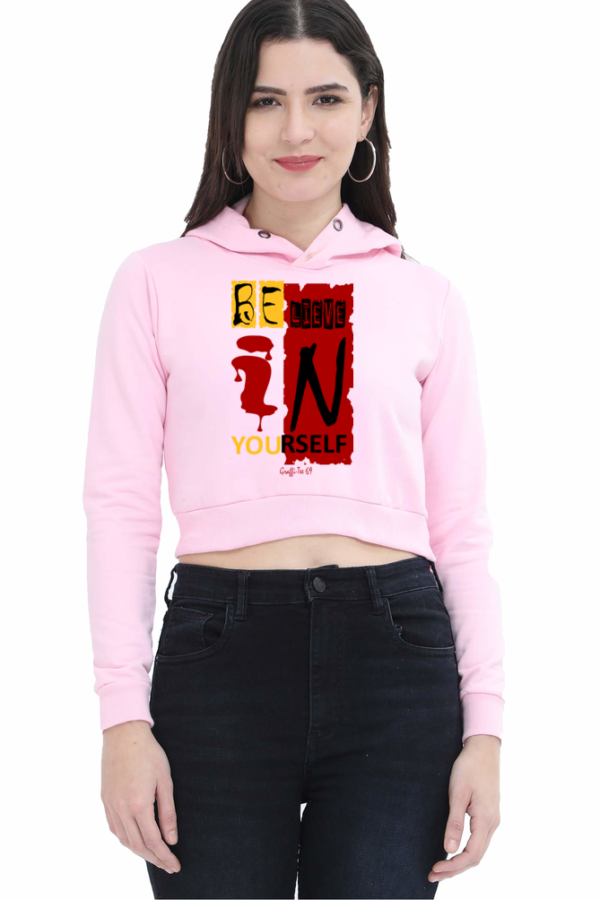 Believe - Cropped Hoodie - Baby Pink